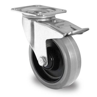 Roulette pivotante grise pour chariot avec frein (5 inches)