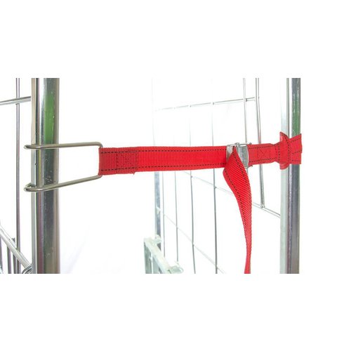 Sangle tissu rouge pour roll conteneur, 1 m, Largeur 25 mm