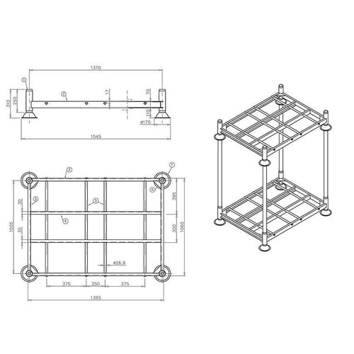 Manurack simple renforcé 1545x1180x310mm, 1,5T