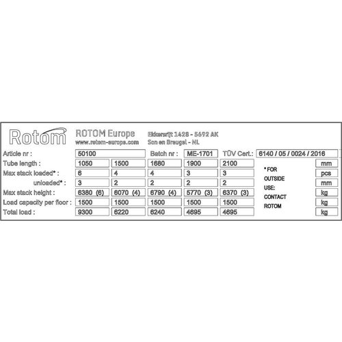 Manurack simple renforcé 1545x1180x310mm, 1,5T
