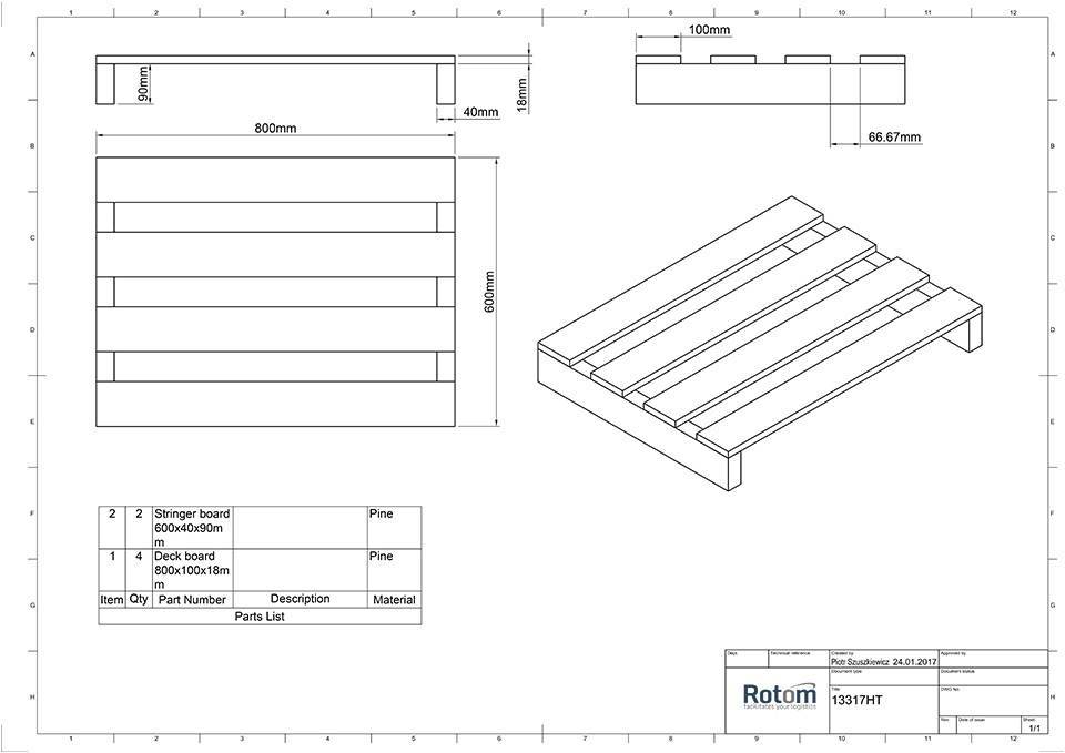 Demipalette bois 800x600 mm traitée NIMP15 Palette bois ROTOM SAS