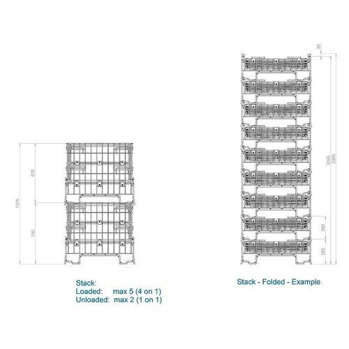 Conteneur grillagé 800x600x700mm - Galvanisé, pliable
