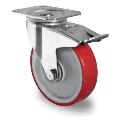 Roulette pivotante pour chariot avec frein 100mm de diamètre