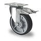 Roulette pivotante à frein PP/TPR Ø 125 mm, roulement à billes - 160 kg