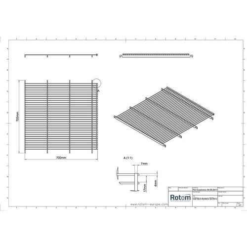 Etagère métallique 705x700x20mm pour Roll de sécurité 48253