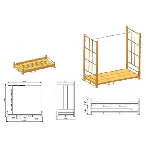 Rack à pneus de voitures - 2395x1250x2205mm - Pliable, Empilable - HAUT