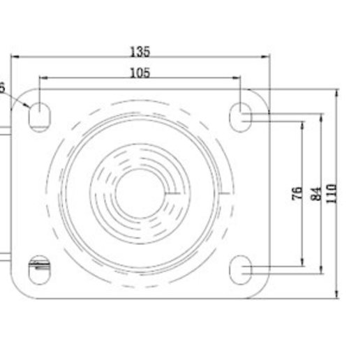 Roulette pivotante à frein, charges lourdes ALU/PU Ø 125 mm, double roulement à billes, 500 kg