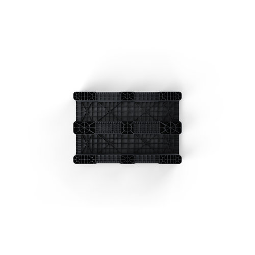 Palette 3 semelles 1200x800x150 mm - PP recyclé, 1500 kg - Avec rebords