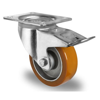 Roulette fixe charge lourde roue en polyuréthane orange 160mm 700kg
