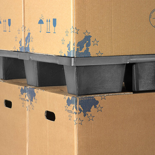 Demi-palette plastique 800x600x120mm, PO, emboîtable, 500 kg