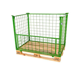 Réhausse palette acier grillagé pliable 1200x800x1000mm - Laqué verte