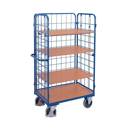 Chariot grillagé 4 étages 1390x825x1820mm - 3 côtés