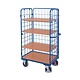 Chariot grillagé 4 étages 1390x825x1820mm - 3 côtés