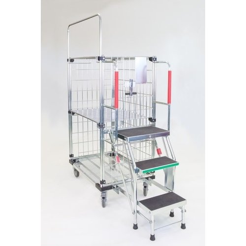Chariot préparateur de commande 1143x628x1805mm - avec marchepied
