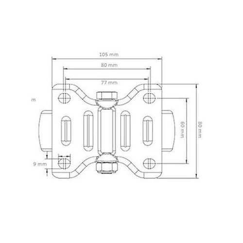 Roulette fixe PA/Caoutchouc Ø 125 mm, roulement à billes - 200 kg