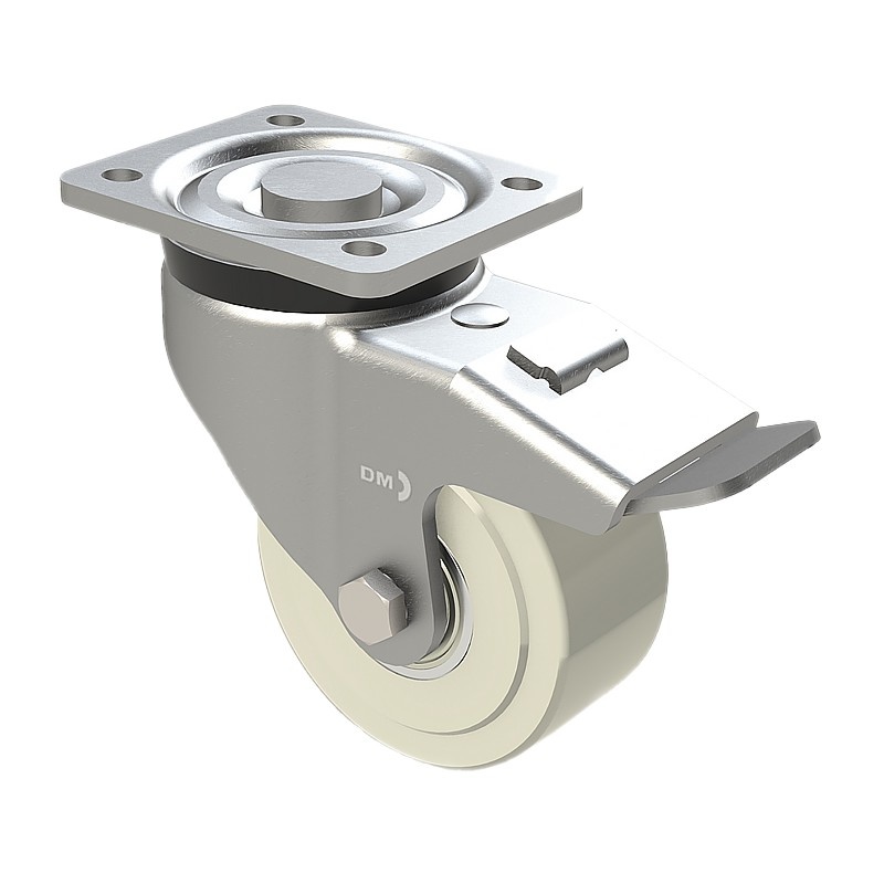 Roulette pivotante à frein plaque de fixation, Diam.125 mm