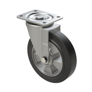 Roulette pivotante caoutchouc élastique Ø 160 mm, roulement à billes - 400 kg