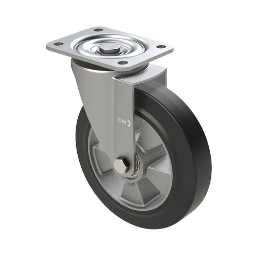 Roulette pivotante caoutchouc élastique Ø 160 mm, roulement à billes - 400 kg