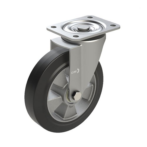 Roulette pivotante caoutchouc élastique Ø 160 mm, roulement à billes - 400 kg