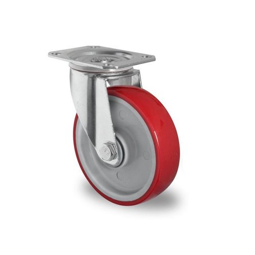 Roulette pivotante PA/PU Ø 100 mm, roulement à billes - 150 kg