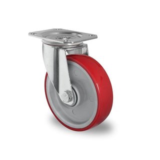Roulette pivotante PA/PU Ø 125 mm, roulement à billes - 200 kg