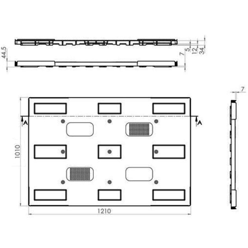 Couvercle plastique pour Caisse-Palette et Réhausse  1210x1010 mm - PP, noir