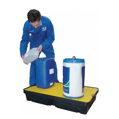 Bac de retention plastique PE 1000x600x175mm, avec caillebotis  - 60 L