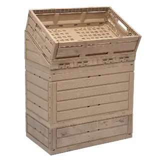Présentoir aspect bois en plastique, 1 module 600x370x870 mm