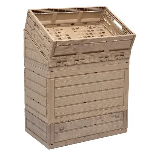 Présentoir aspect bois en plastique, 1 module 600x370x870 mm