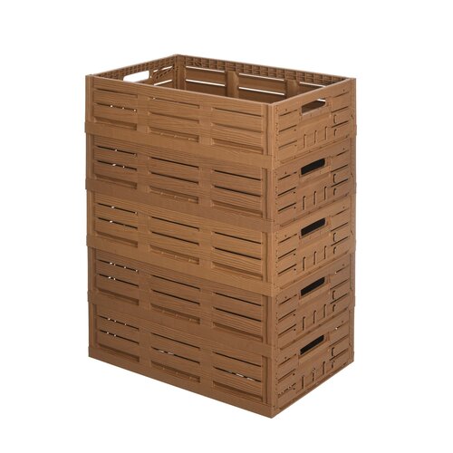Caisse pliable aspect bois clair 600x400x163 mm - 33,2 L