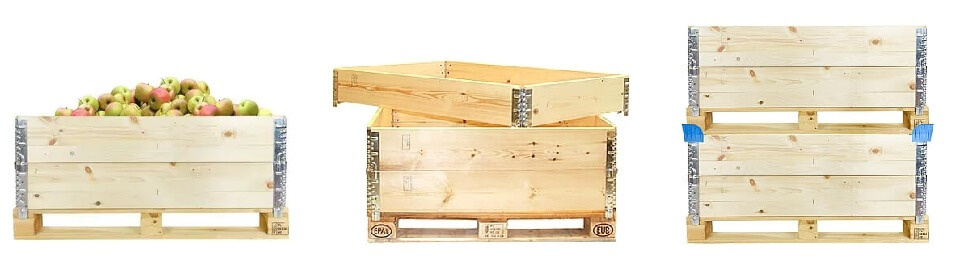 Caisses palettes faites de palettes et de réhausses bois