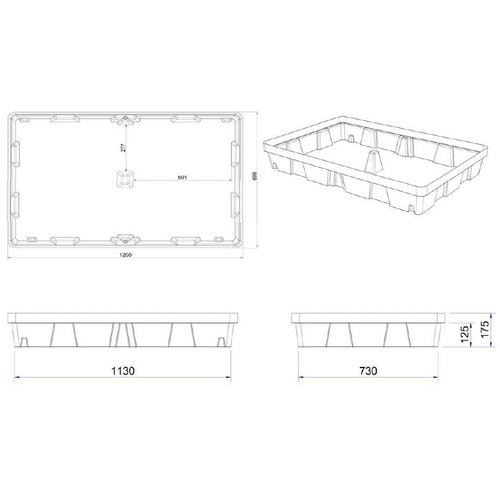 Auffangwanne aus Kunststoff, 100 l, 1200x800x175mm