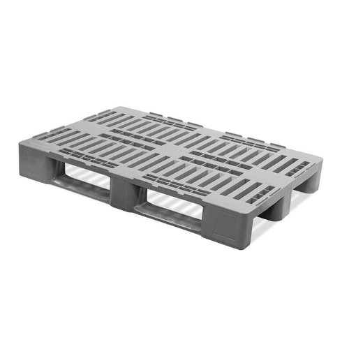H1 Kunststoffpalette, 3 Kufen, offenes Deck mit Rand, 1200x800x160mm