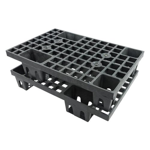 Kunststoffpalette, 4 Füße, offenes Deck ohne Rand, nestbar, 600x400x120mm