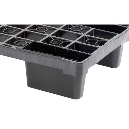 Kunststoffpalette, 9 Füße, nestbar, offenes Deck mit Rand, 1140x760x155mm
