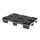 Kunststoffpalette, 9 Füße, nestbar, offenes Deck mit Rand, 1140x760x155mm
