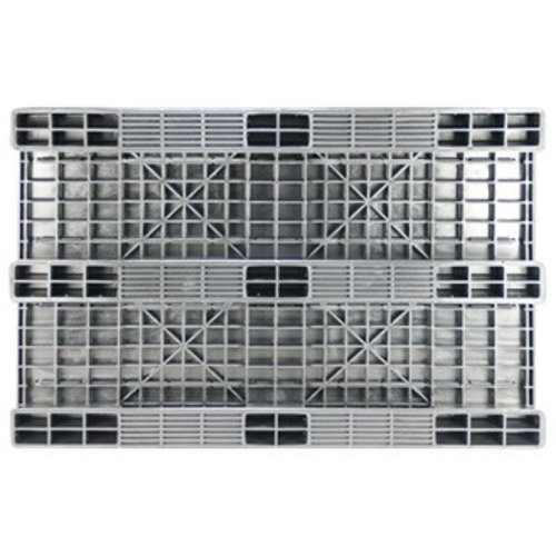 Kunststoffpalette, geschlossenes Deck ohne Rand, 3 Kufen, 1200x800x150mm
