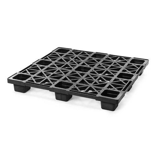 Kunststoffpalette, 9 Füße, nestbar, offenes Deck ohne Rand, 1140x1140x140mm