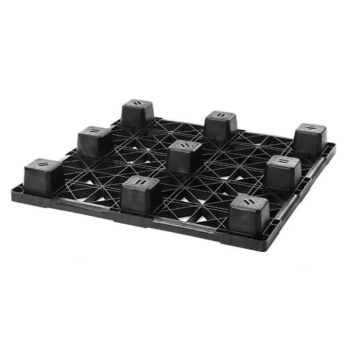 Kunststoffpalette, 9 Füße, nestbar, offenes Deck ohne Rand, 1140x1140x140mm