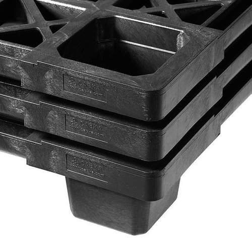 Kunststoffpalette, 9 Füße, nestbar, offenes Deck ohne Rand, 1140x1140x140mm