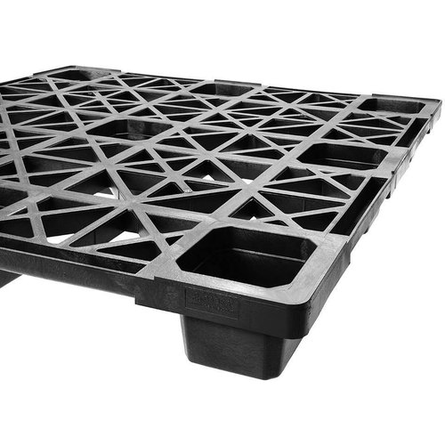 Kunststoffpalette, 9 Füße, nestbar, offenes Deck ohne Rand, 1140x1140x140mm