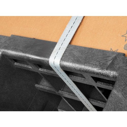 Kunststoffpalette, mittelschwer, 3 Kufen, Hochregallager, offenes Deck mit Rand, 1200x1000x150mm