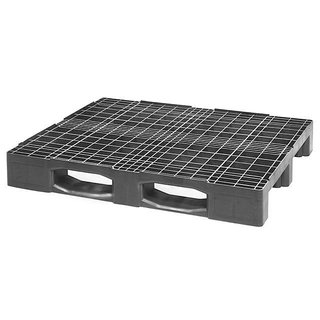 Kunststoffpalette, 3 Kufen, offenes Deck mit Rand, 1200x1000x160mm
