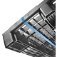 Kunststoffpalette, schwer, 3 Kufen, Hochregallager, offenes Deck mit Rand, 1200x1000x160mm