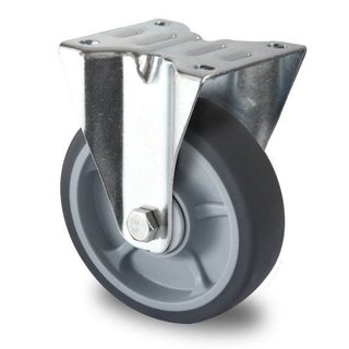 Bockrolle, 125mm Durchmesser,  PP-Kunststoff/TPR-Gummi, Kugellager