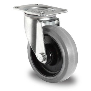 Lenkrolle, 125mm Durchmesser, PA-Kunststoff/Gummi, Kugellager, grau