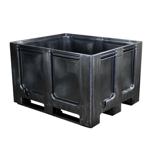 Palettenbox, 610 l, geschlossen, Recycling Kunststoff, 3 Kufen, 1200x1000x760mm