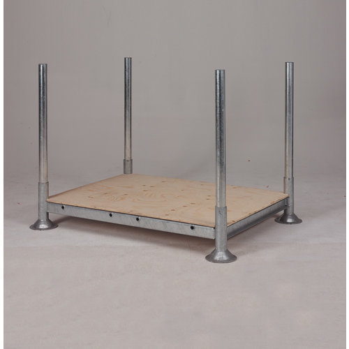 Rungenpalette, verzinkt, TÜV-zertifiziert, 2025x1180x310mm, ohne Rohre, mit Sperrholzplatte