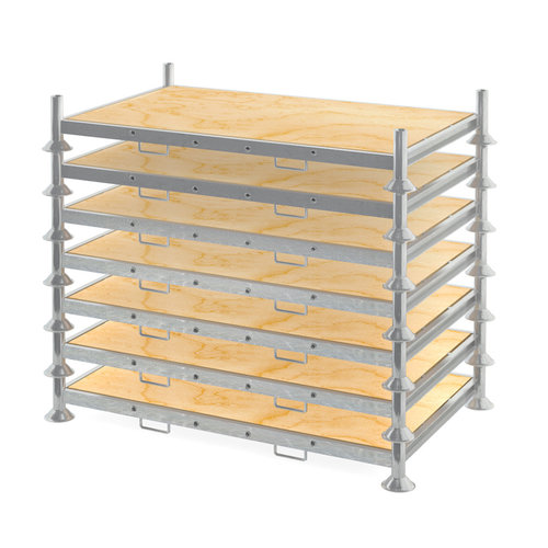 Rungenpalette, verzinkt, TÜV-zertifiziert, 2025x1180x310mm, ohne Rohre, mit Sperrholzplatte