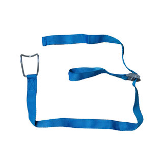 Spannband für Rollcontainer aus Textil mit Drahthaken und Klemmschloss, 1m, blau